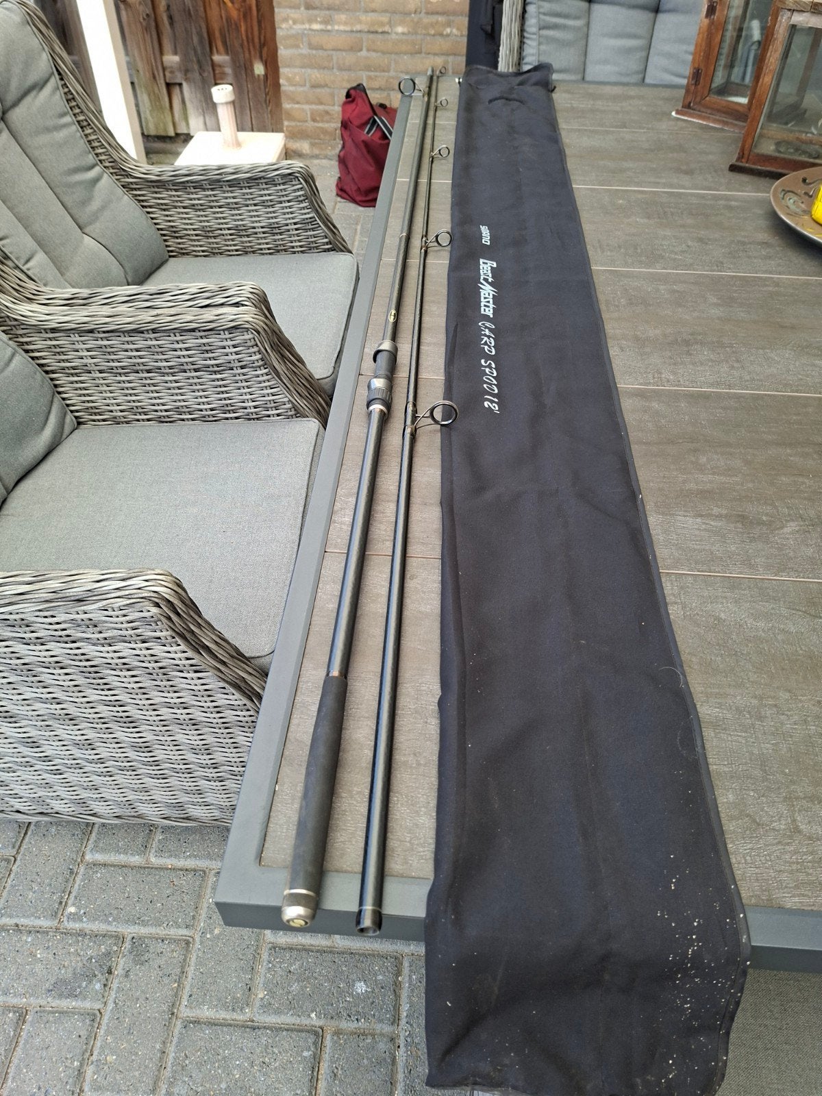 2 x Shimano BeastMaster Carp Spod 12' Hengel, Watersport en Boten, Ophalen, Werphengel