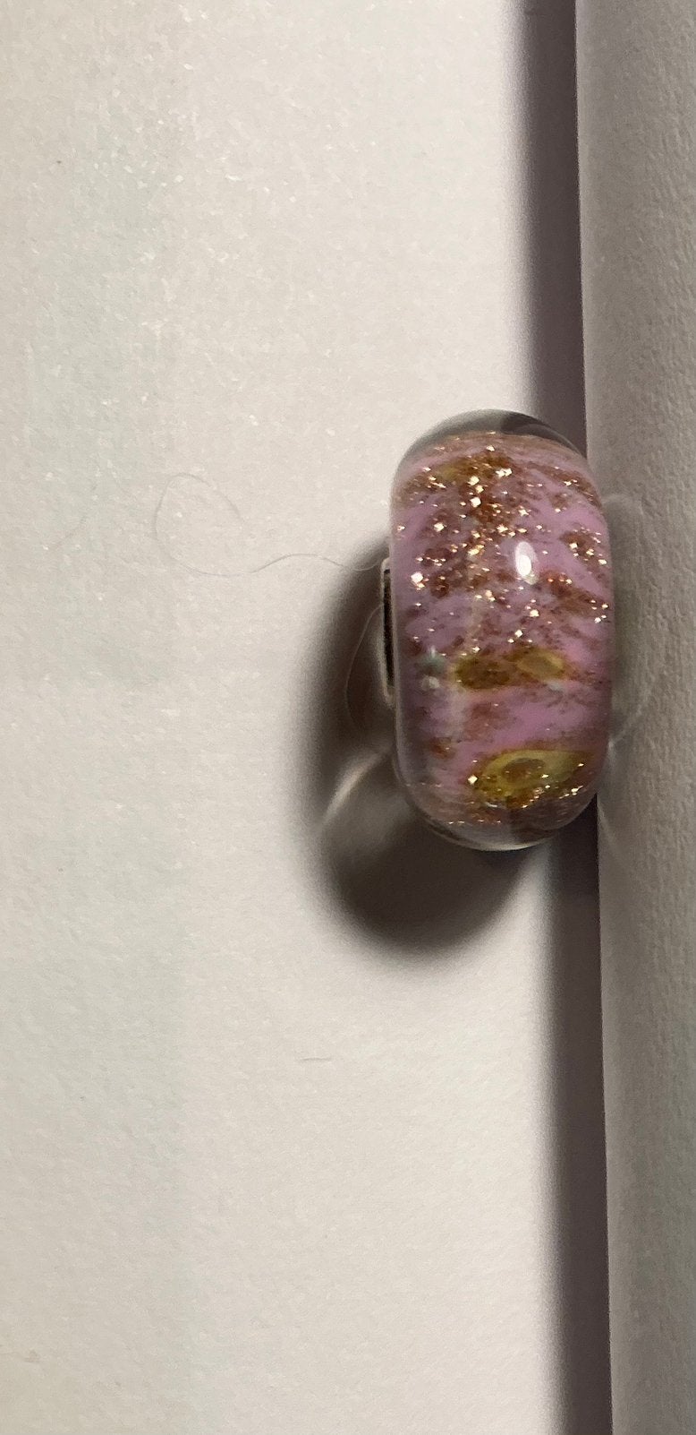 Roze met goud Trollbeads kraal met ketting, Sieraden, Tassen en Uiterlijk, Bedels, Ophalen of Verzenden, Zo goed als nieuw, Trollbeads