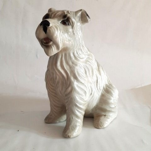 Vintage porseleinen Hondenbeeldje – Terriër / Schnauzer, Ophalen, Gebruikt, Dier