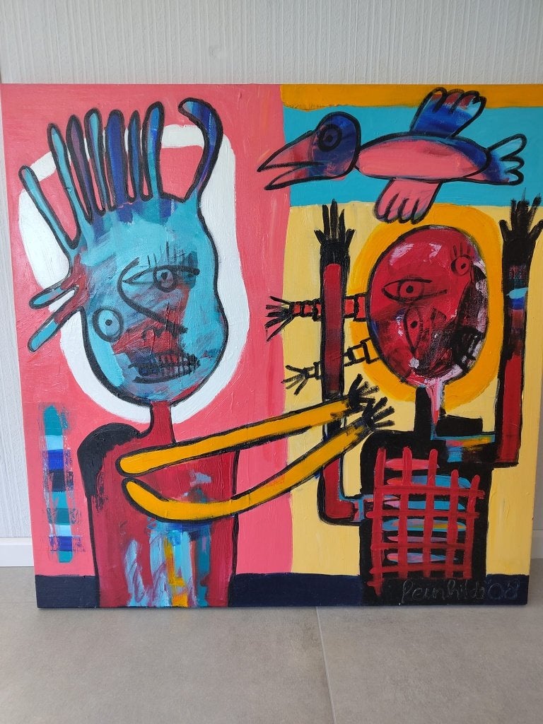 Schilderij kleurrijk, Antiek en Kunst, Kunst | Schilderijen | Abstract, Ophalen