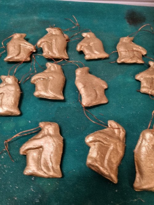 kerstboomhangers gouden appels en pinguins [b117b], Diversen, Kerst, Ophalen of Verzenden, 'T Olde Gre-j, Info@toldegrej.nl, Endepoelstraat 20f Didam