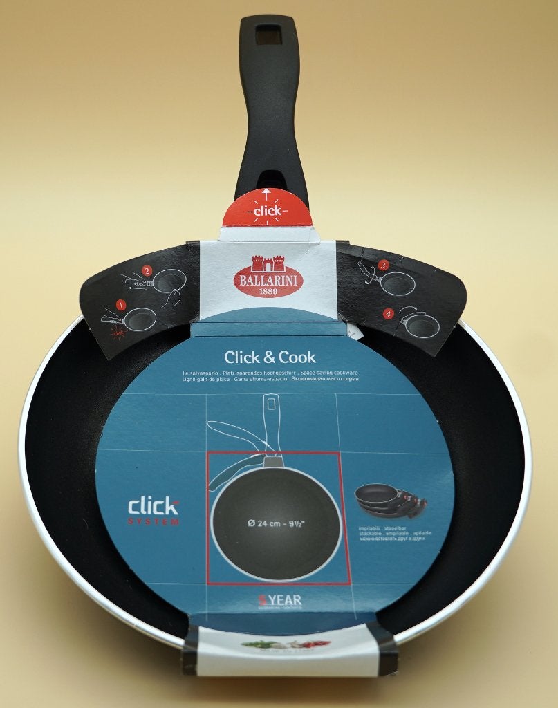 Ballarini Click & Cook koekenpan aluminium 24 cm, Keramische plaat, ., Aluminium, Ophalen of Verzenden
