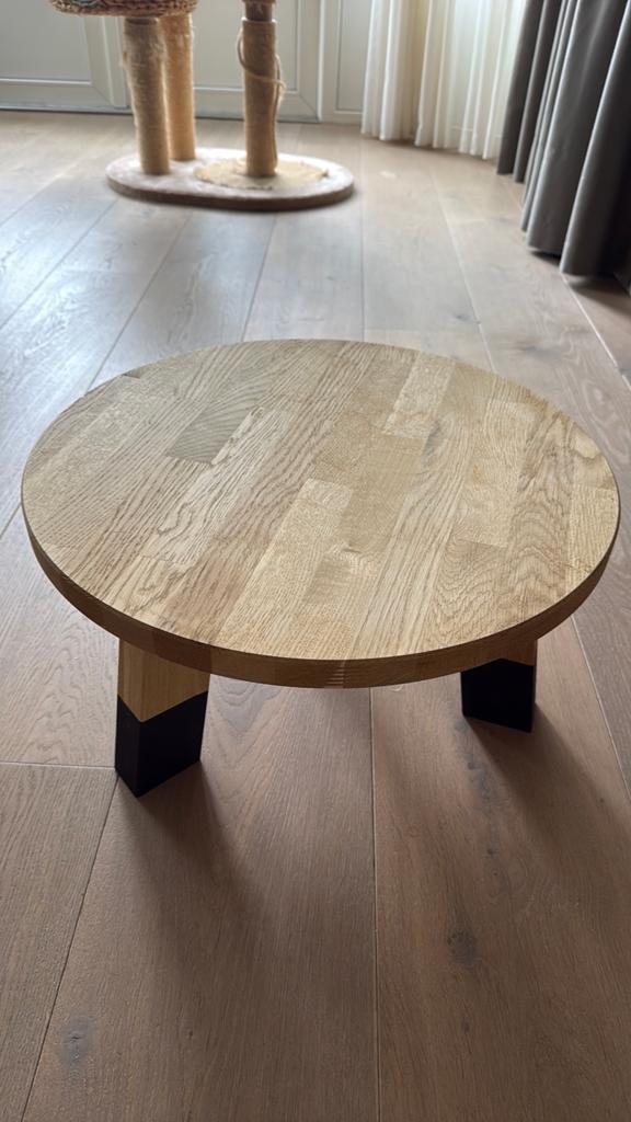 Woood bijzettafel, tafeltje Rhonda eiken onbehandeld, Ophalen, Rond, Minder dan 55 cm