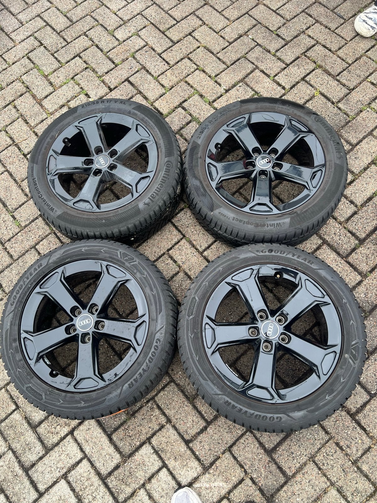 215/55/17 Originele Audi velgen(5/112) met winterbanden, Auto-onderdelen, Banden en Velgen, Ophalen, Banden en Velgen, 17 inch