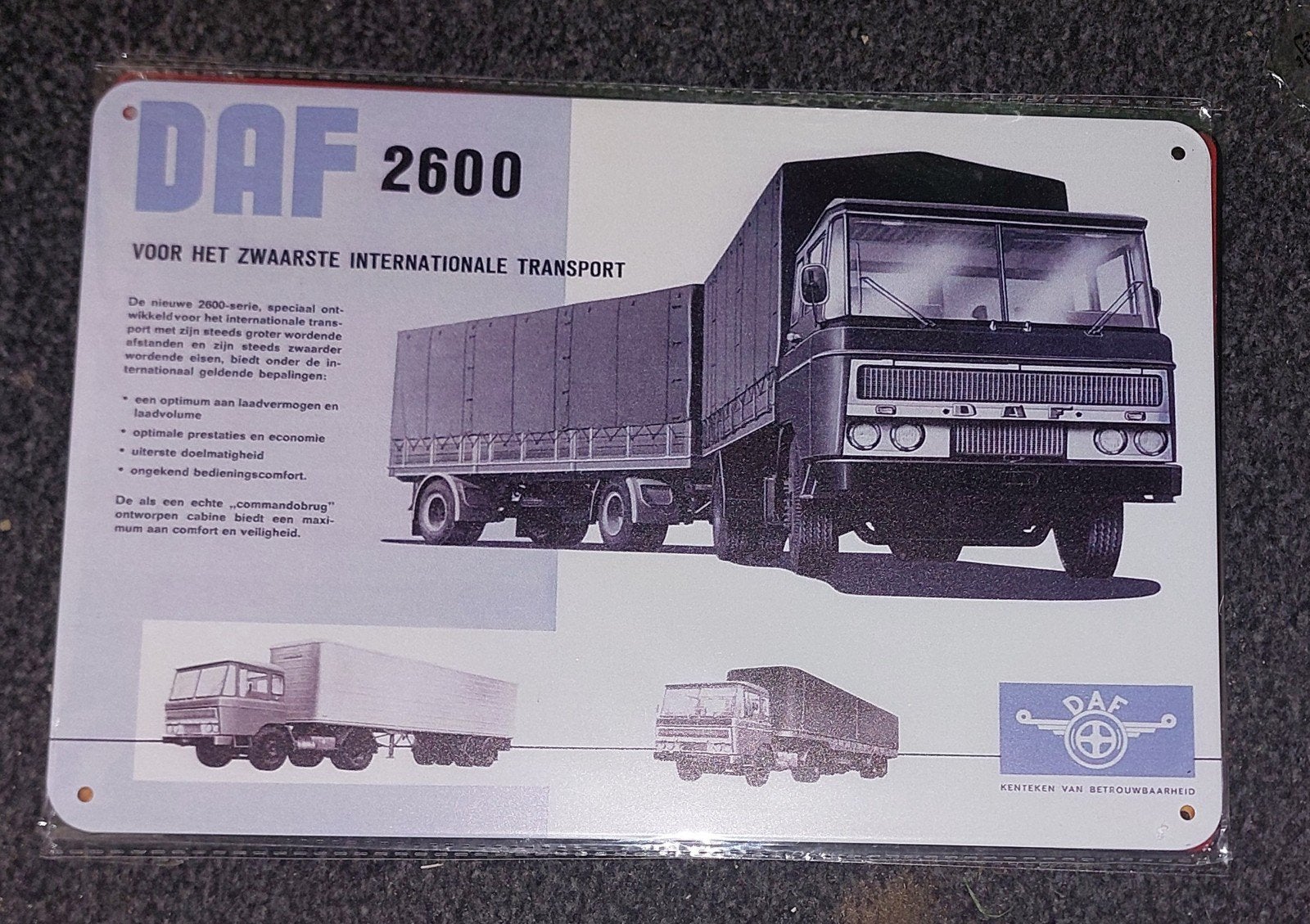 Metalen wandbord DAF 2600 vrachtwagen - Nieuw 20x30 cm, Verzamelen, Ophalen of Verzenden, Nieuw, Auto's