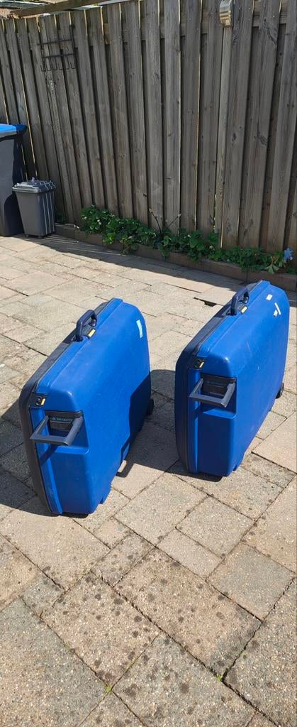 2x Stevige Blauwe Samsonite Reiskoffers met Wieltjes, Wieltjes, Gebruikt, 20 tot 30 cm, Blauw