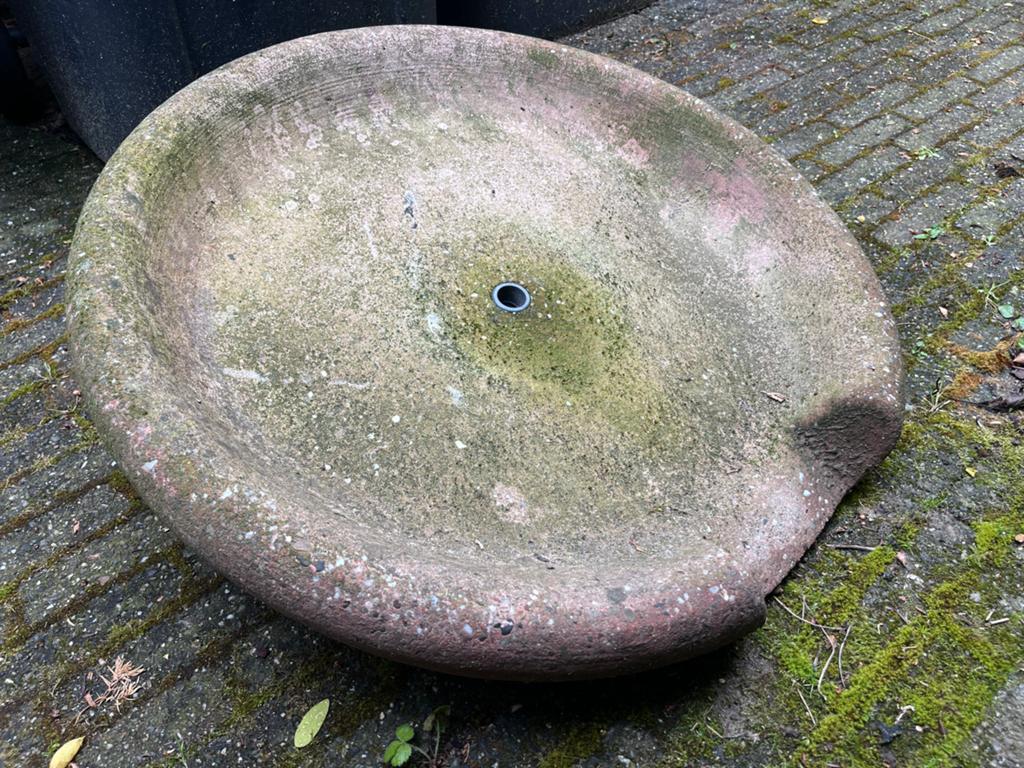 Grote stenen waterschaal / waterornament voor tuin, Tuin en Terras, Waterpartijen en Fonteinen, Ophalen, Gebruikt, Graniet, Waterornament