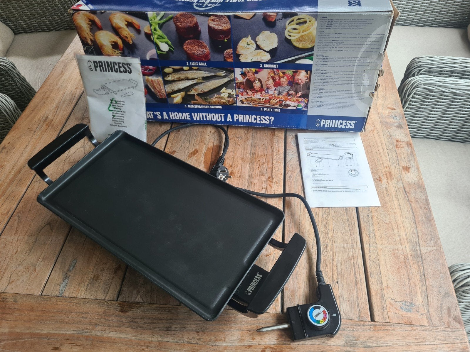 Princess Table Chef Pure Black Grillplaat, Ophalen of Verzenden, Gebruikt, 4 t/m 7 personen