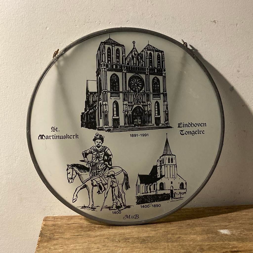 Glas in lood rond 21cm Eindhoven Tongelre, Ophalen of Verzenden