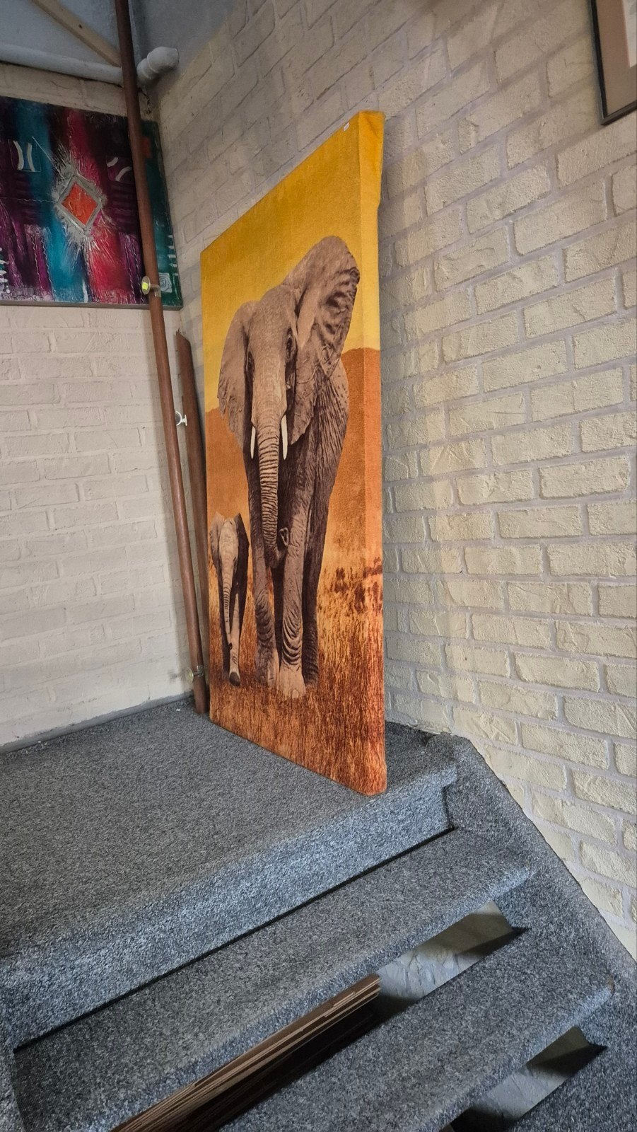 Groot Schilderij Olifanten, Ophalen, 50 – 75, Onbekend, Zo goed als nieuw
