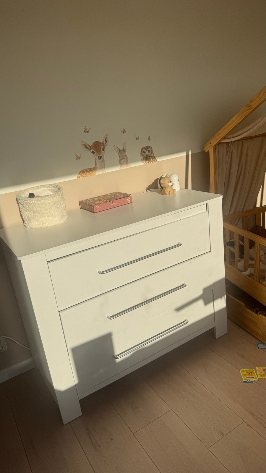 Witte ladekast commode met 3 laden - Ideaal voor babykamer, Ophalen, Gebruikt, 50 tot 70 cm, 100 cm of meer