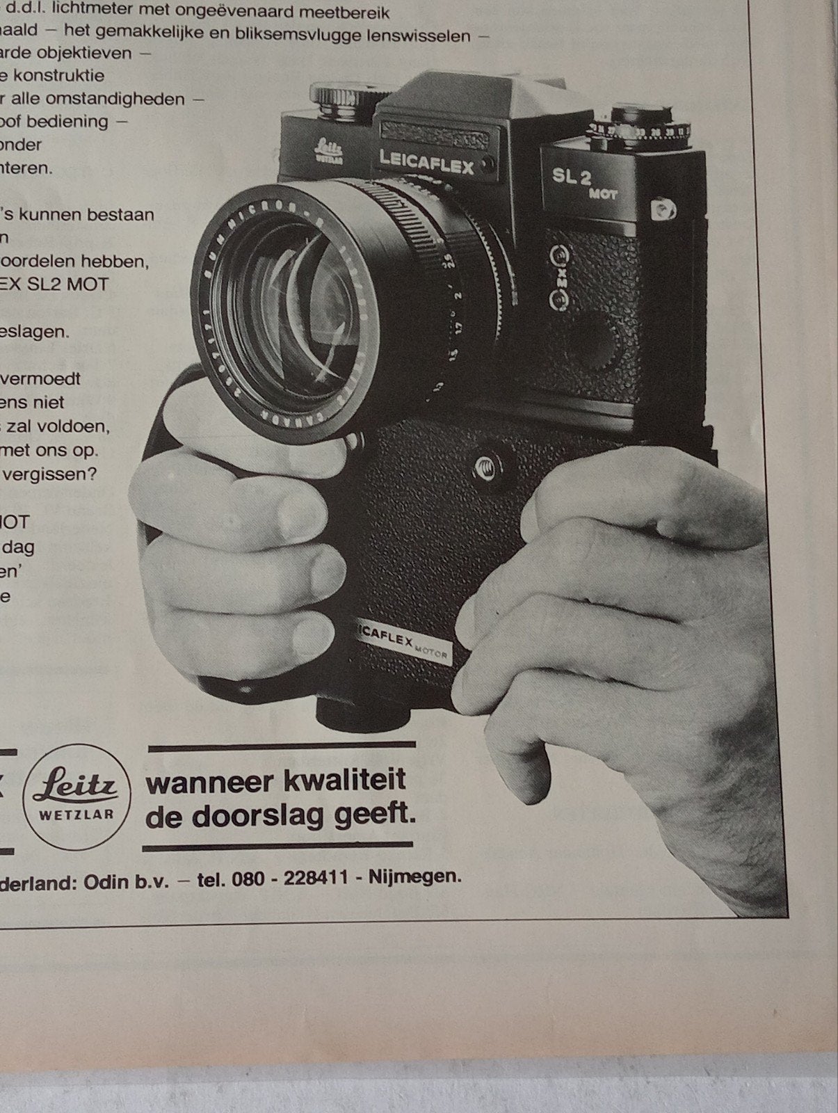 Leicaflex SL2 MOT advertentie uit tijdschrift (jaren '70), Ophalen of Verzenden, Knipsel(s)