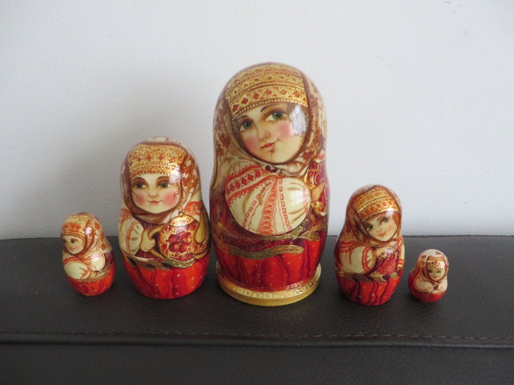 Russische matroesjka houten poppen, hoge kwaliteit, Antiek en Kunst, Ophalen of Verzenden