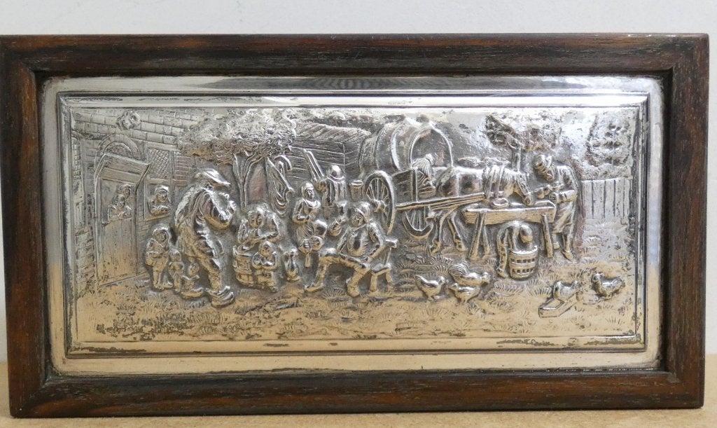 Houten doosje of kistje met zilverplated deksel [1006], Ophalen of Verzenden