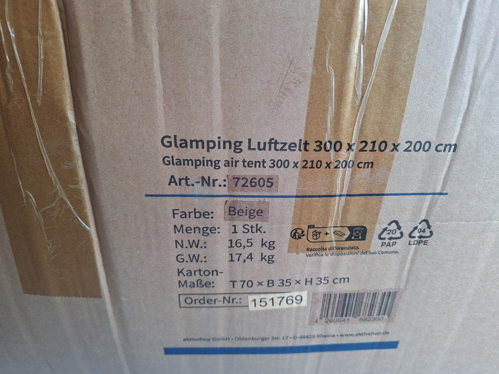 ELONEO Opblaasbare Glamptent - Nieuw in doos, Ophalen, Nieuw, Tot en met 4