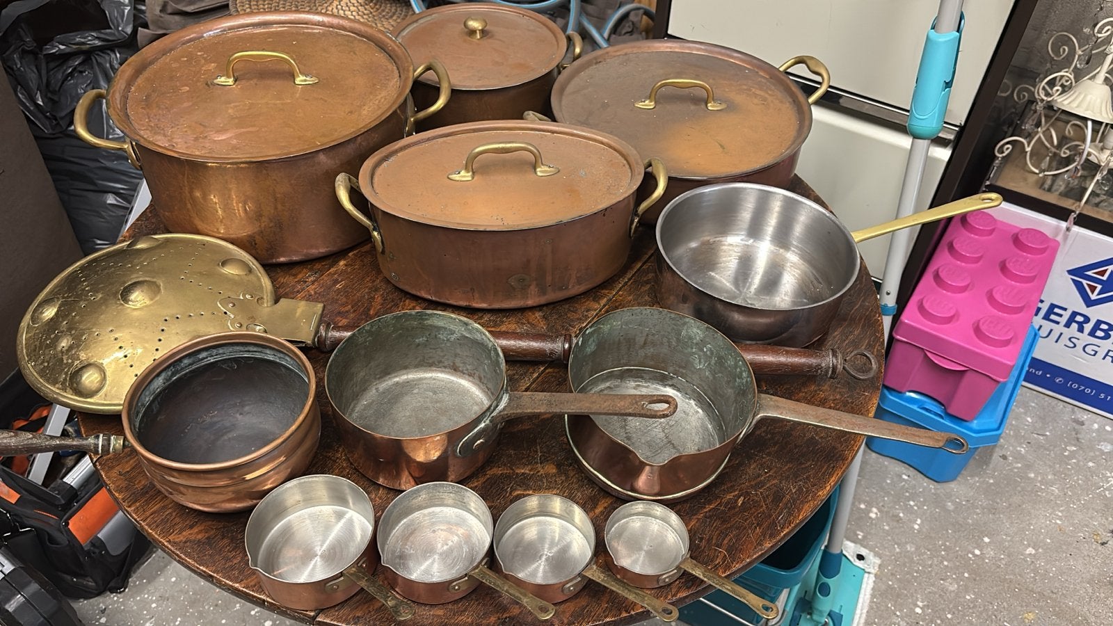 Koperen pannenset - Diverse pannen en maten, Met deksel, Pannenset, Ophalen of Verzenden, Koper