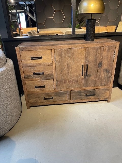 Dressoir oud hout 120 *5 lade+ 2 deuren voor de laagsteprijs, 100 tot 150 cm, 5 laden of meer, Verzenden, Nieuw