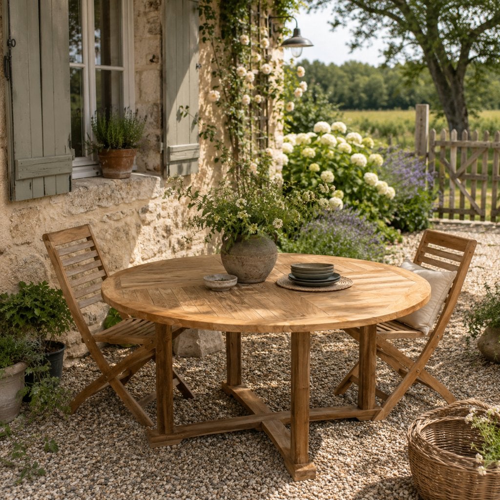 ronde tuintafel - massief teak - 150 cm - Gratis bezorgd