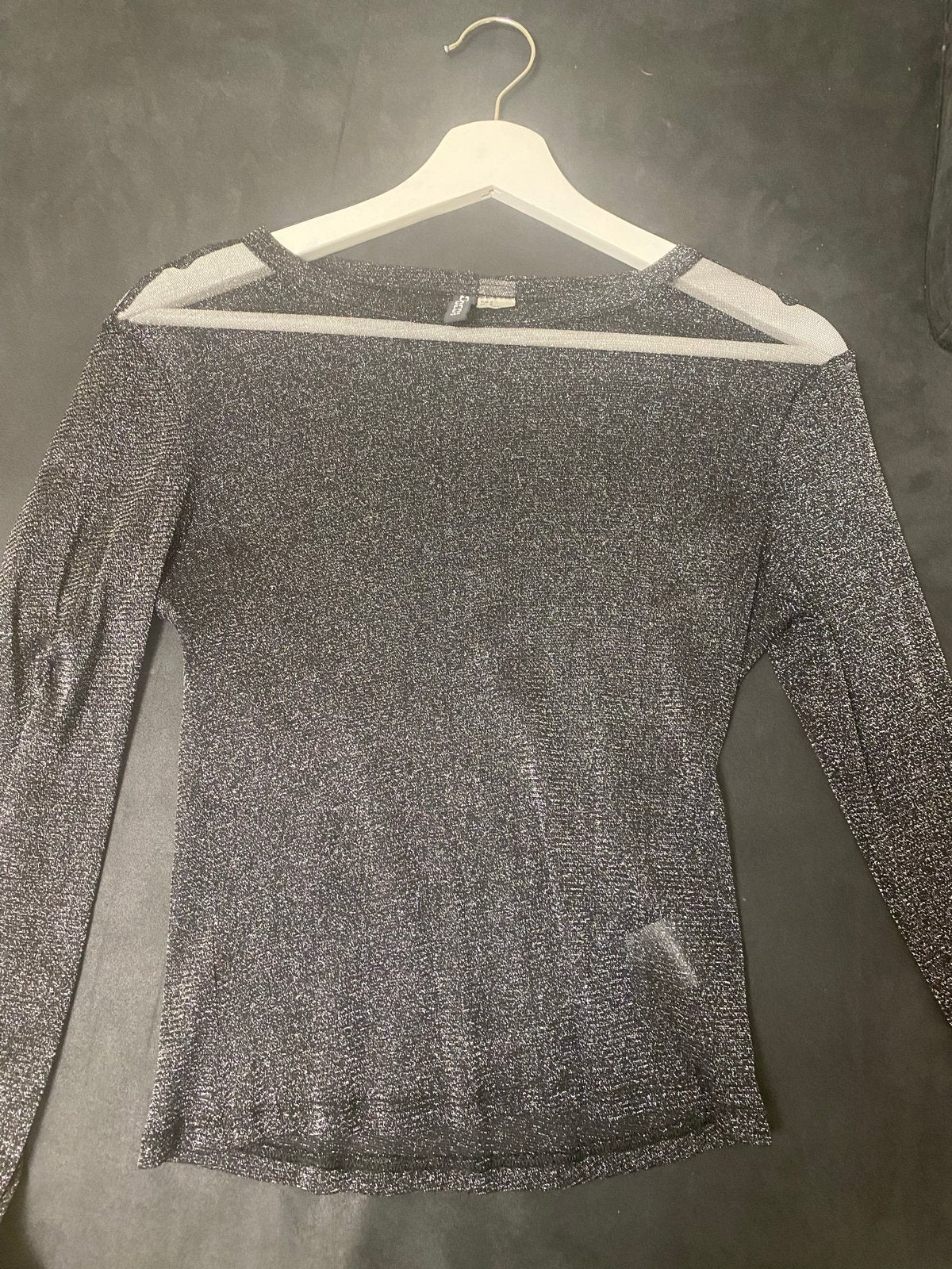 H&M Divided Zilveren Glitter Top Lange Mouw Maat S, Ophalen, Zo goed als nieuw, Lange mouw, Maat 36 (S)