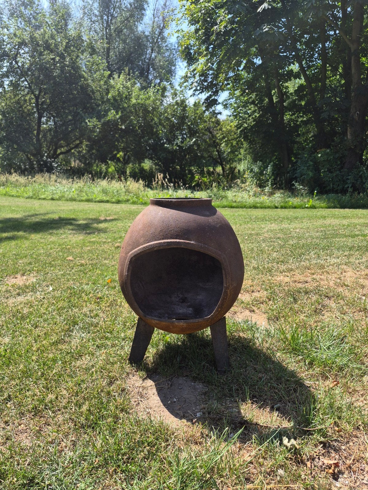 Robuuste gietijzeren buitenhaard / terraskachel, Tuin en Terras, Tuinhaarden, Ophalen, Gebruikt