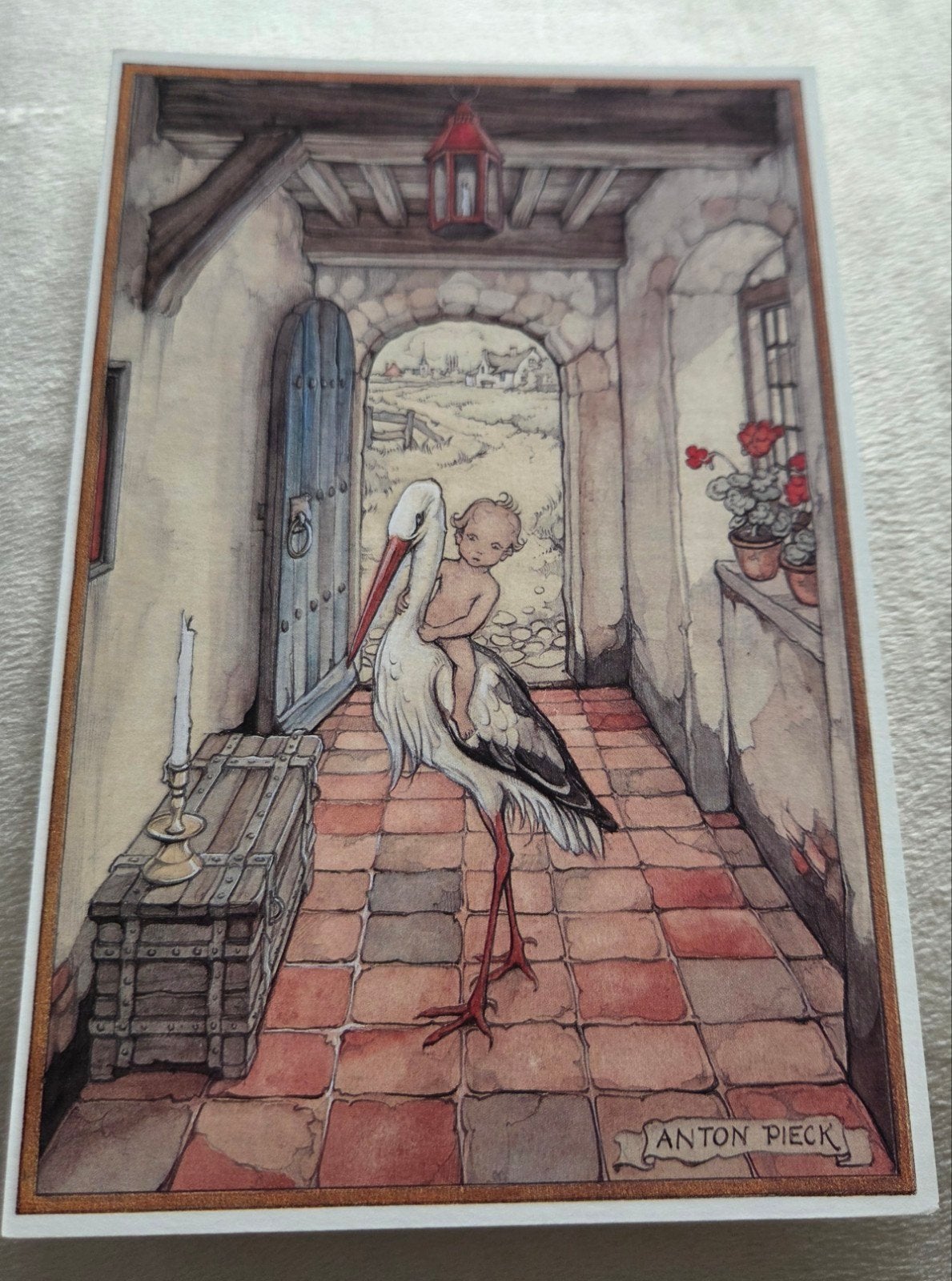 Anton Pieck - Ooievaar met baby, Verzamelen, Ansichtkaarten | Themakaarten, Verzenden, 1960 tot 1980, Ongelopen, Overige thema's