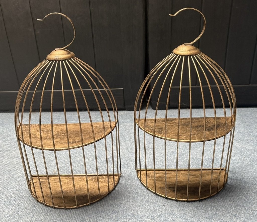 Set halve 'vogelkooitjes', Ophalen of Verzenden, Zo goed als nieuw, Goud, Metaal
