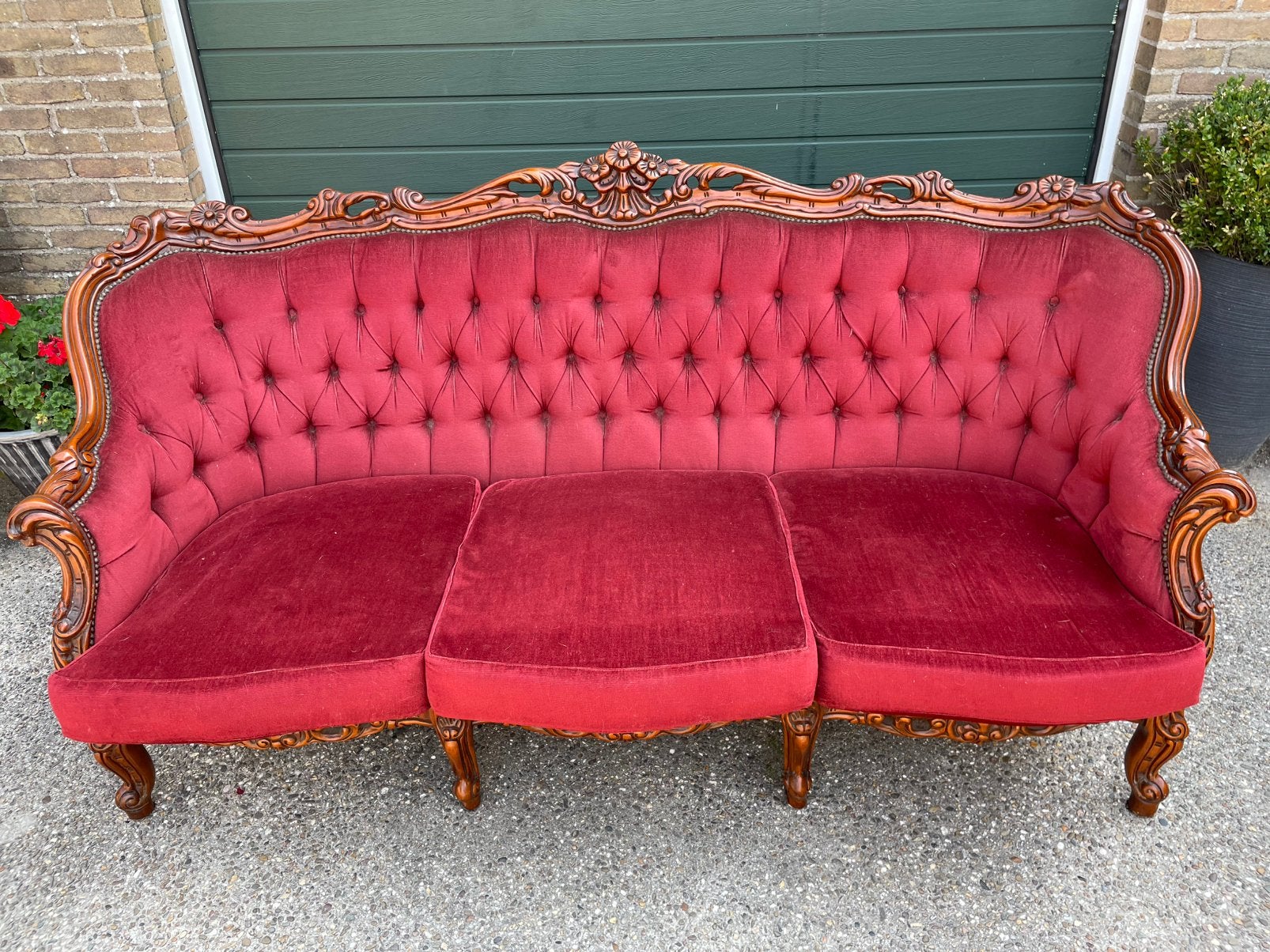 Te koop aangeb antiek bankstel, Huis en Inrichting, Banken | Bankstellen, Ophalen of Verzenden, Zo goed als nieuw, 75 tot 100 cm