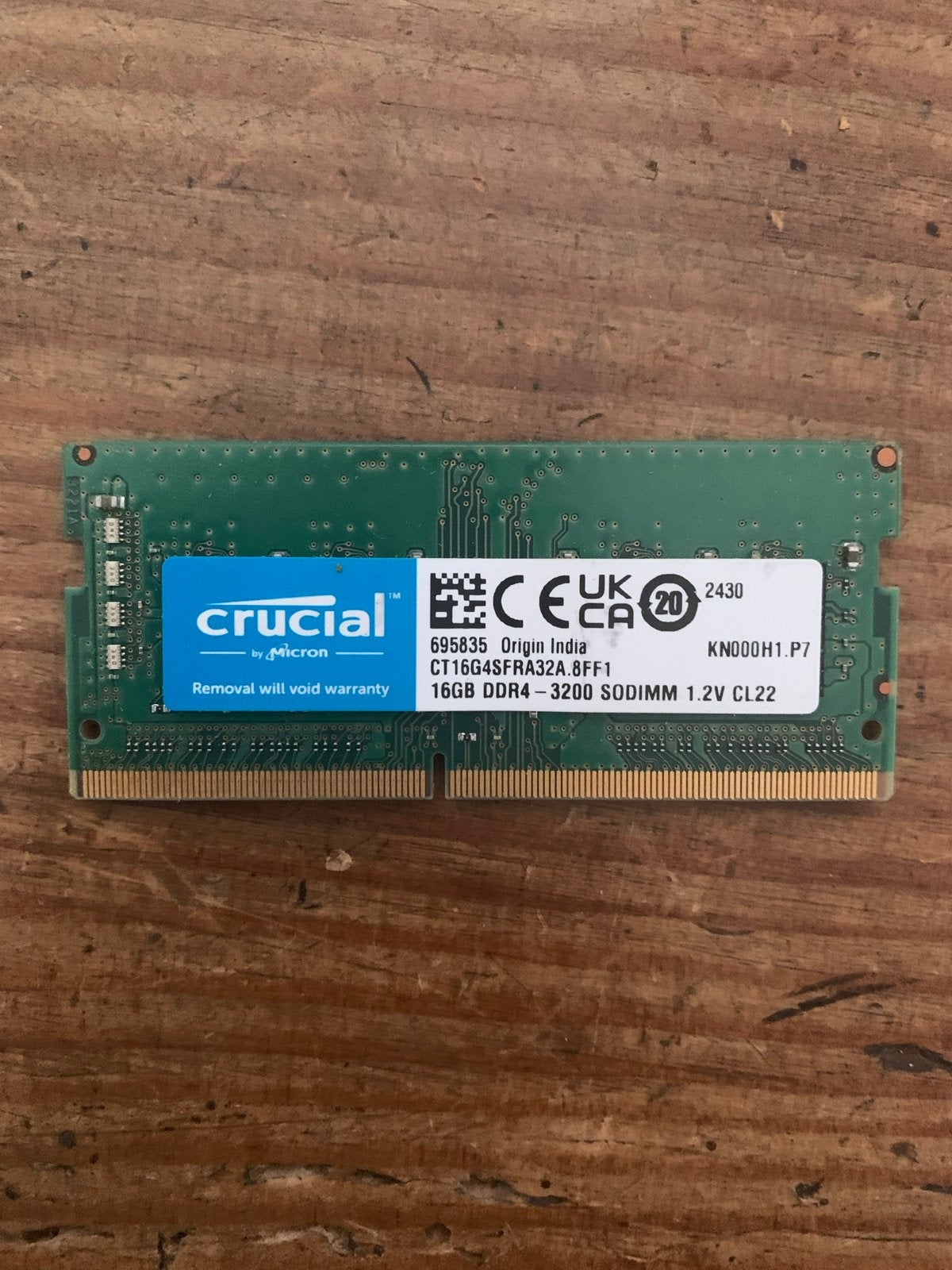 Crucial 16GB DDR4 3200MHz Laptop RAM, Computers en Software, RAM geheugen, DDR4, Ophalen of Verzenden, Zo goed als nieuw, Laptop