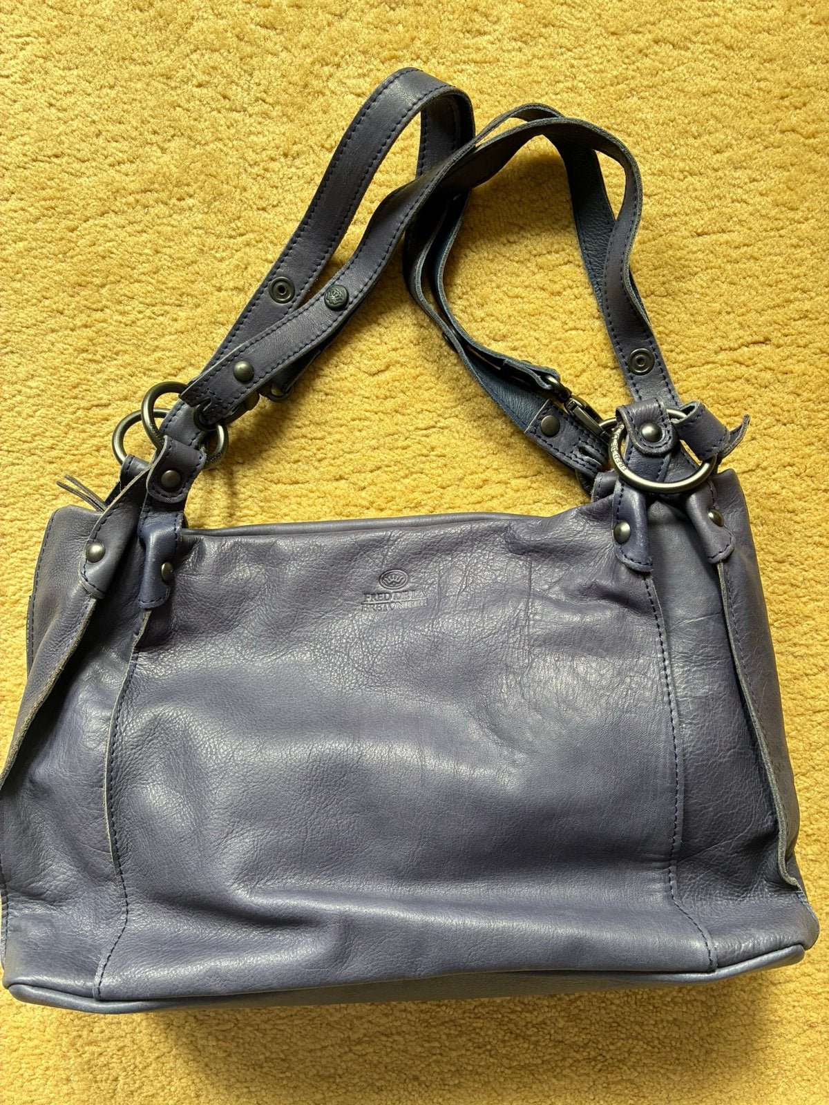 170 Nieuwe tas van Fred de la Bretoniere blauw/paars, Overige merken, Nieuw, Leer, Verzenden