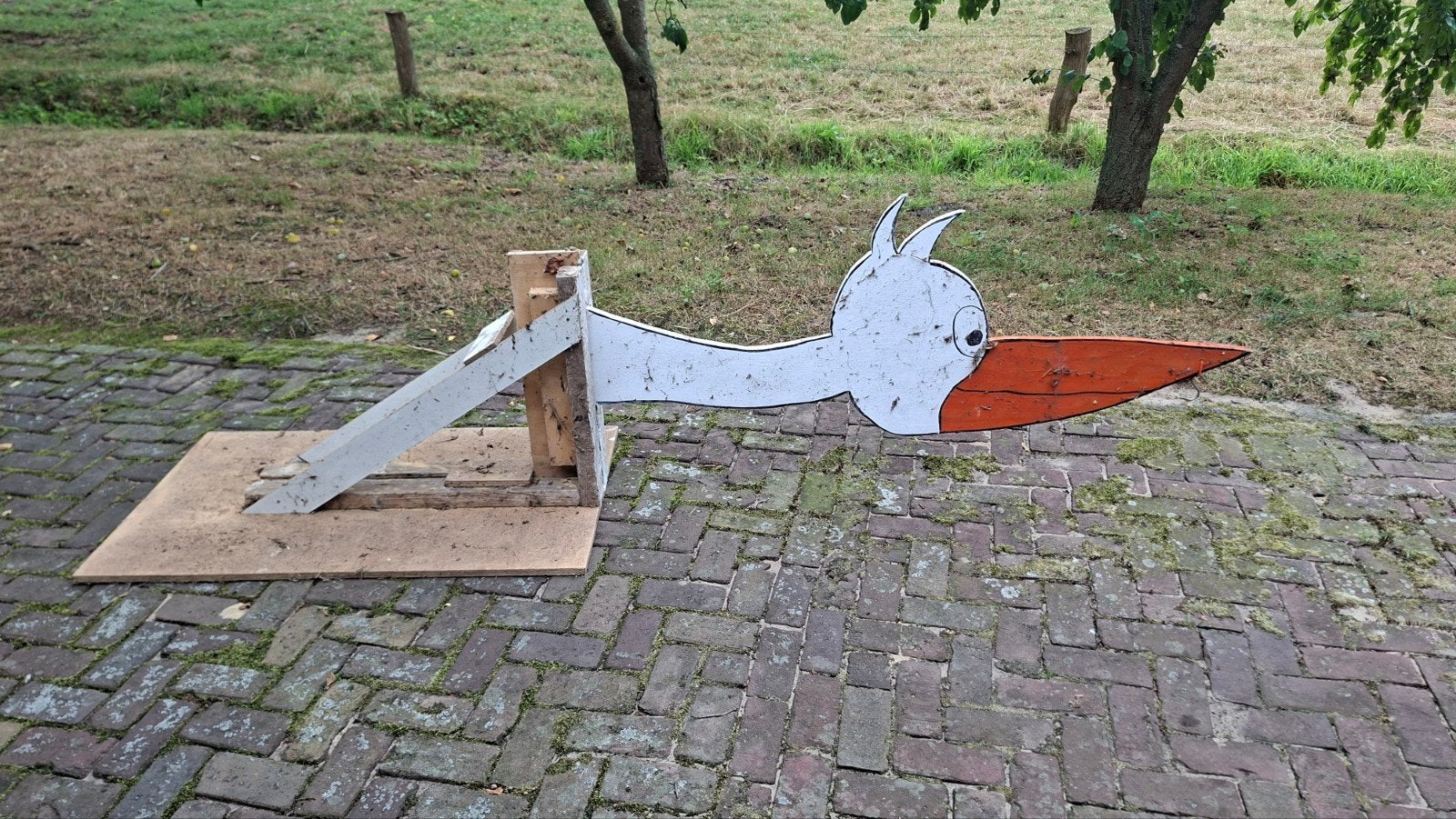 Geboortebord Ooievaar - Houten Decoratie, Kinderen en Baby's, Kraamcadeaus en Geboorteborden, Ophalen, Gebruikt