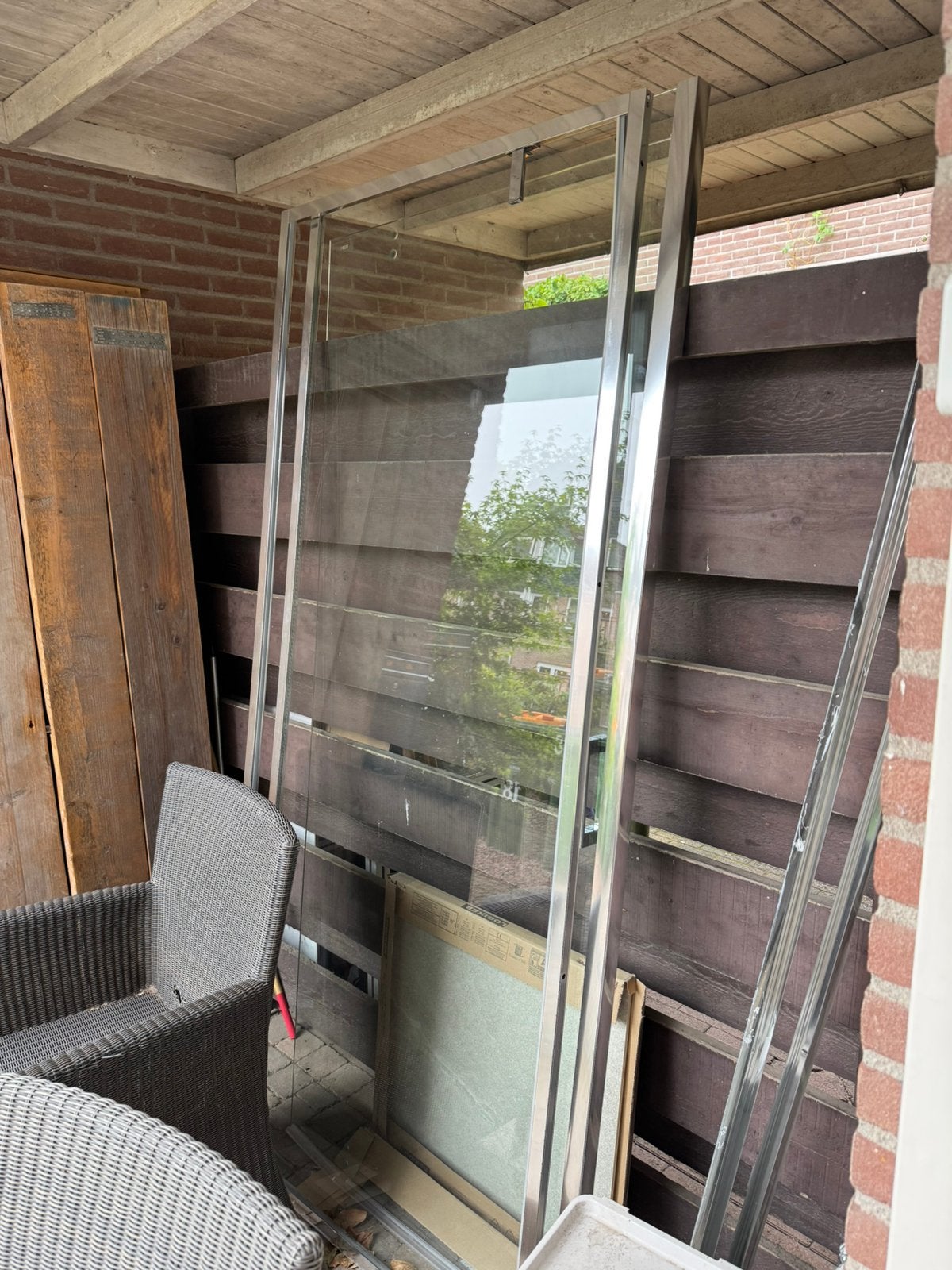 Glazen deur en zijwand douchecabine, Ophalen, Gebruikt