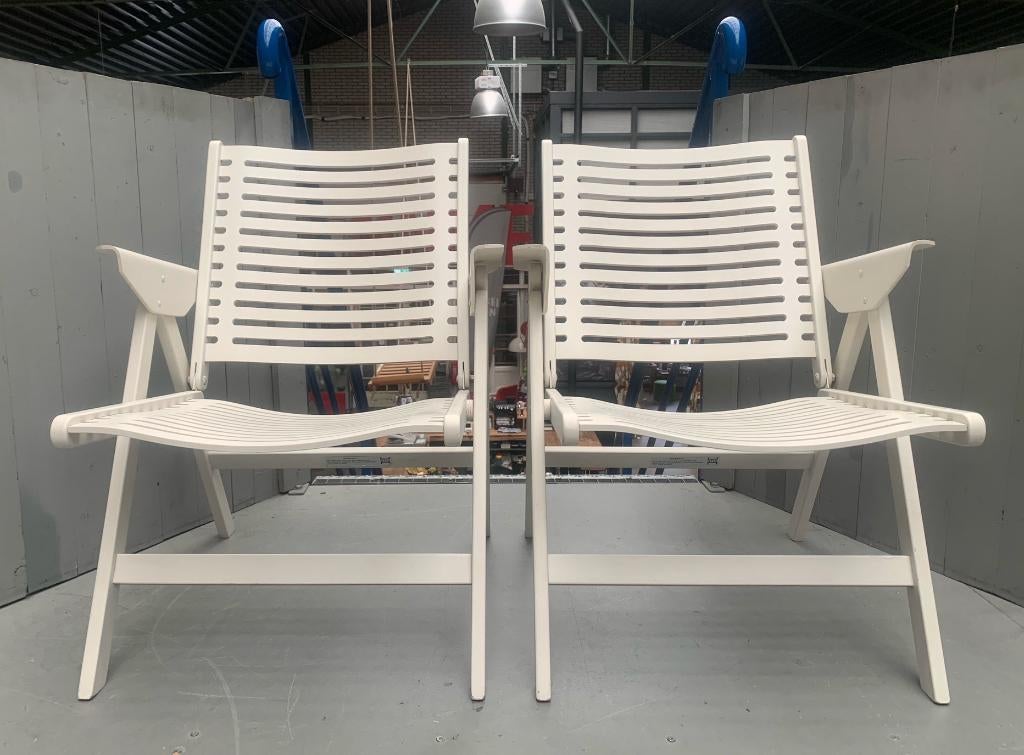 Witte design klapstoelen Niko Kralj door Stol - vintage, Huis en Inrichting, Stoelen, Ophalen, Stol, Gebruikt, Twee