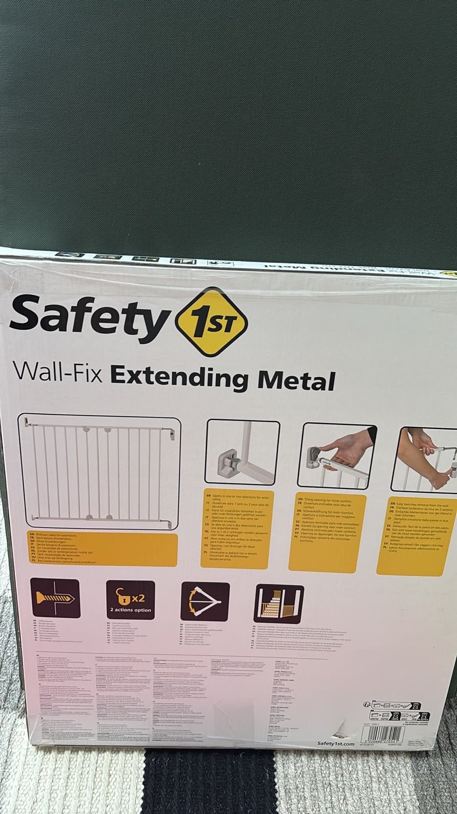 Safety 1st Wall-Fix Extending Metal Traphekje, Kinderen en Baby's, Ophalen, Nieuw, 100 tot 115 cm, Metaal of IJzer