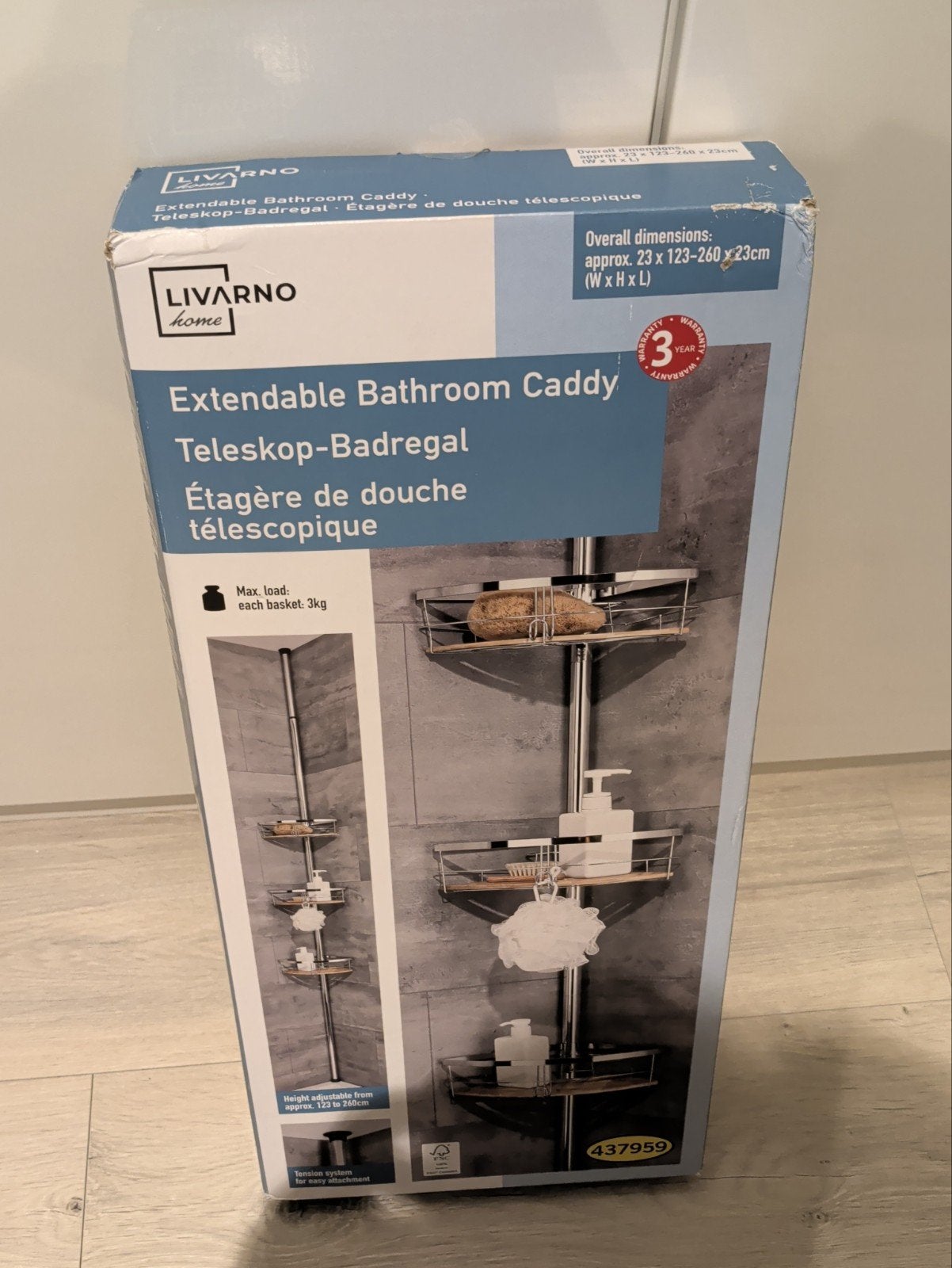 LIVARNO home Uitschuifbaar Badkamerrek - Teleskop-Badregal, Ophalen, Minder dan 50 cm, 200 cm of meer, Overige typen