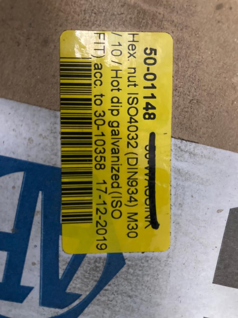 M30 Moeren, Ophalen of Verzenden, Nieuw, Minder dan 50 mm, Bouten of Moeren