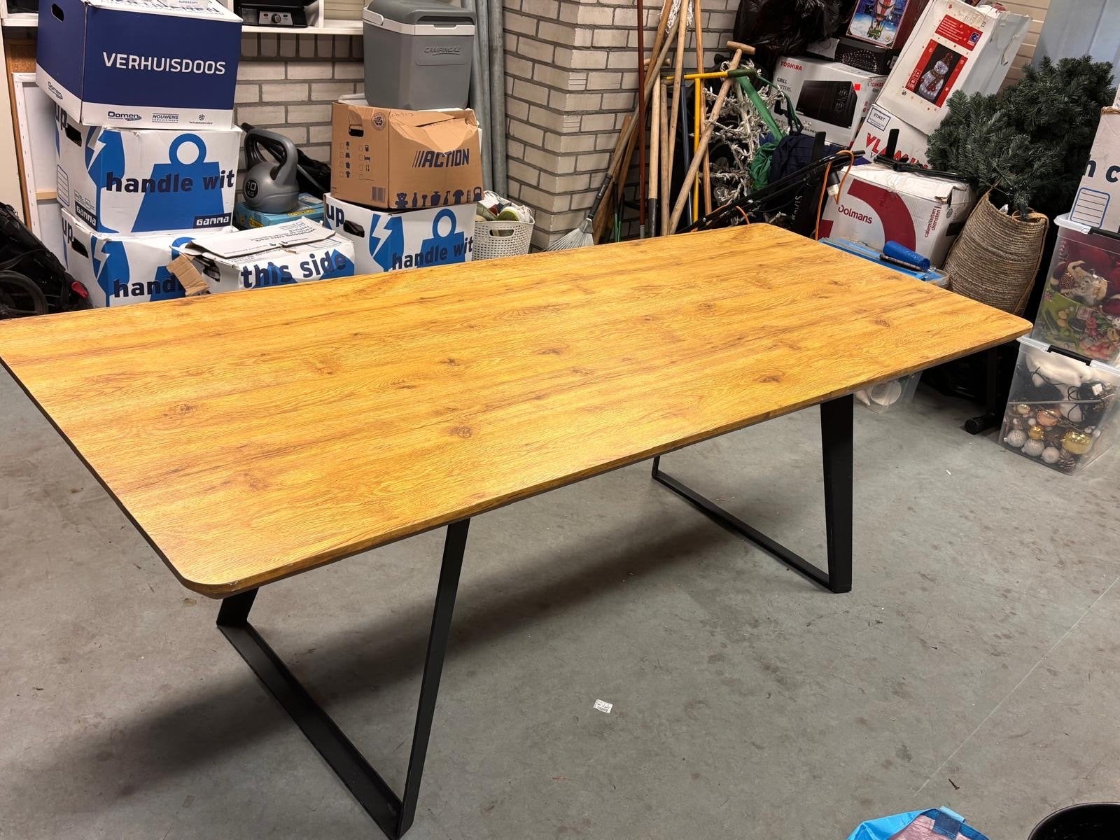 Moderne eettafel 90x220 cm, Huis en Inrichting, Tafels | Eettafels, Ophalen, Gebruikt, 200 cm of meer, 50 tot 100 cm