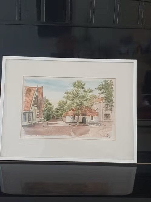 Aquarel Wim Kern 1990 Oude Prinsweg Bergen Het Sterkenhuis., Ophalen