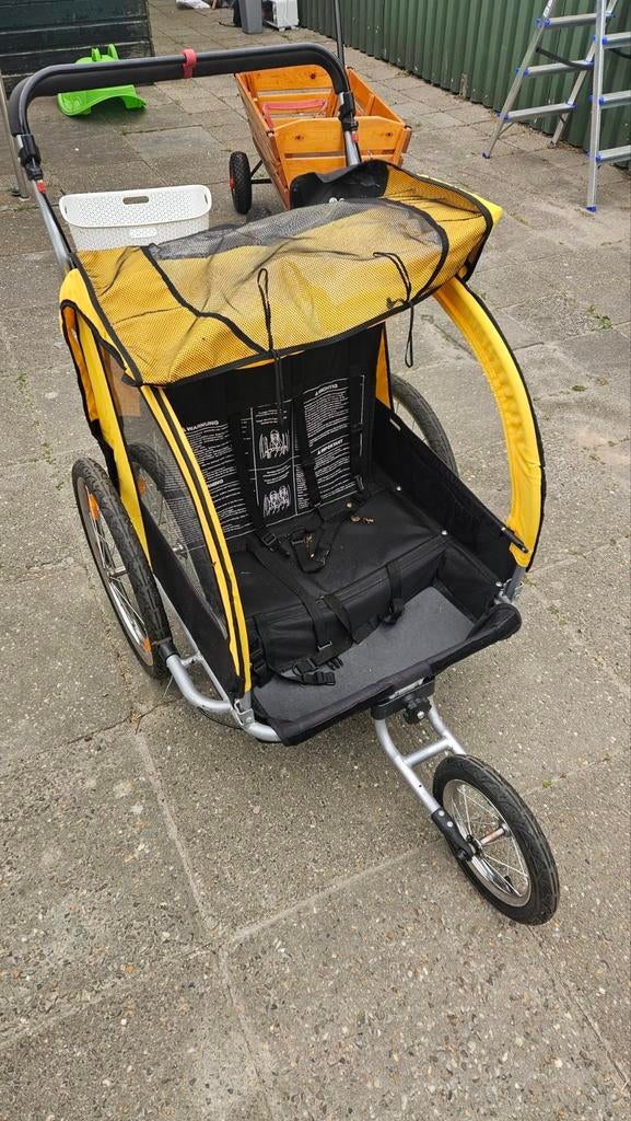 Duwkar / Kinderkar / Fietskar - Geel, Ophalen, Gebruikt, M-Wave, Kinderkar