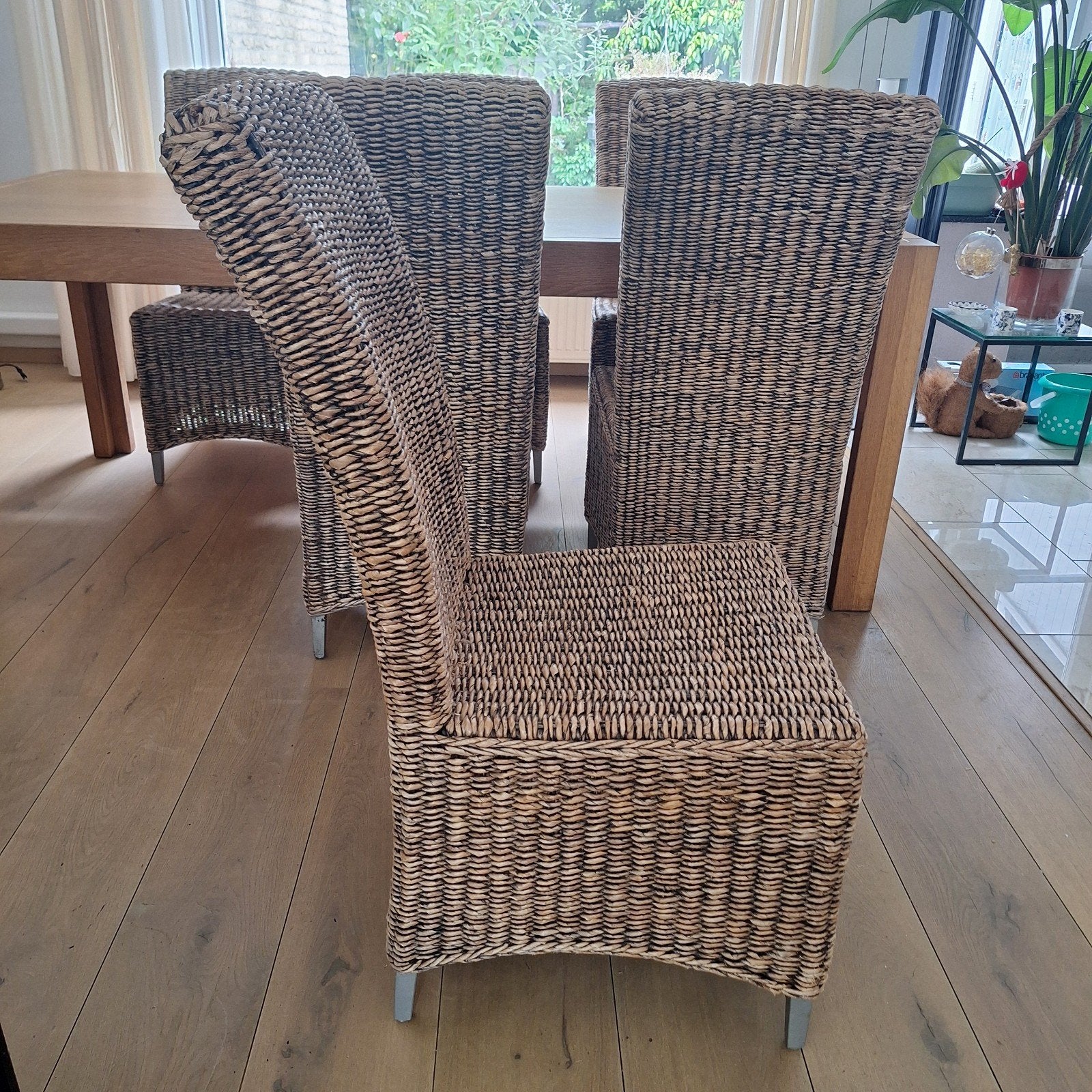 eetkamerstoelen - 6 stuks, Huis en Inrichting, Stoelen, Ophalen, Bruin, Zo goed als nieuw, Vijf, Zes of meer stoelen