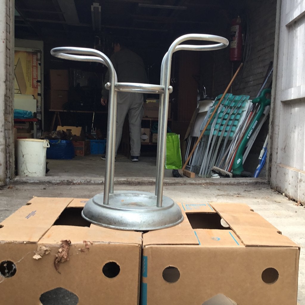 Metalen paraplubak, zilverkleurig, Huis en Inrichting, Woonaccessoires | Paraplubakken, Gebruikt, Metaal, Ophalen