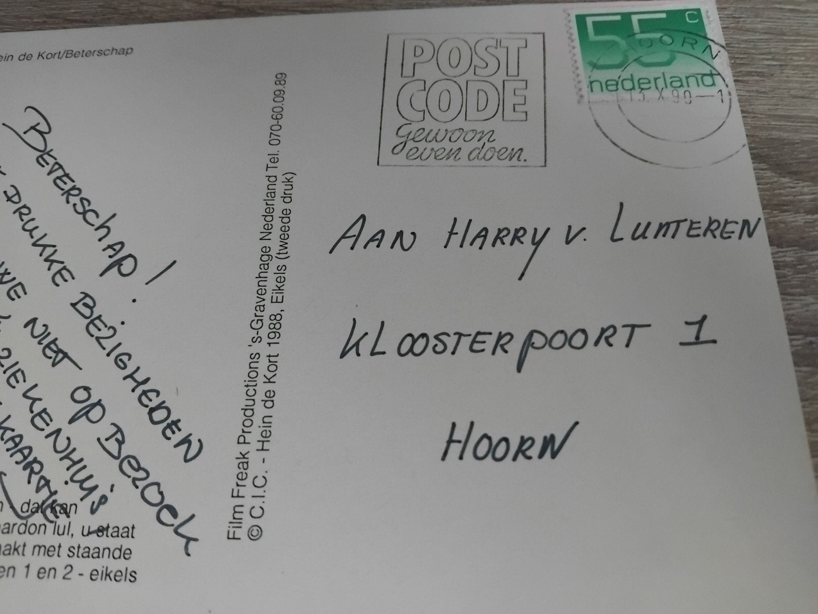 Beterschap! Hein de Kort Ansichtkaart - Ongelopen, Ophalen of Verzenden, 1980 tot heden, Gelopen