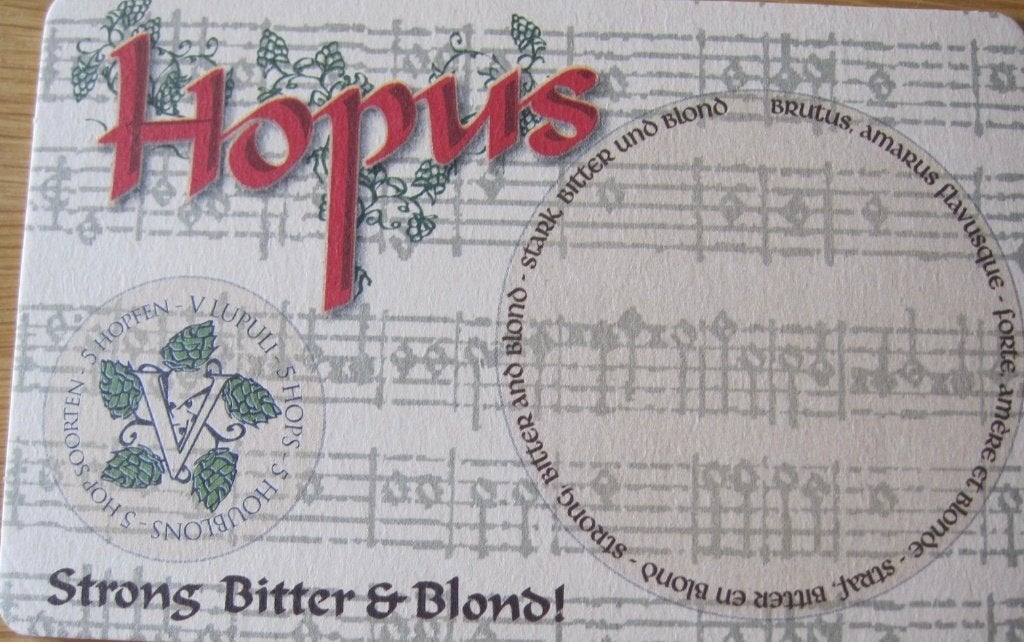 Bierviltje van Hopus - zwaar bier van brouwerij Lefebvre, Ophalen of Verzenden, Zo goed als nieuw, Viltje(s), Overige merken