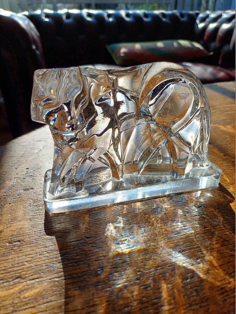 Ontwerp george chevalier bacarrat tijger kubisme glas., Ophalen
