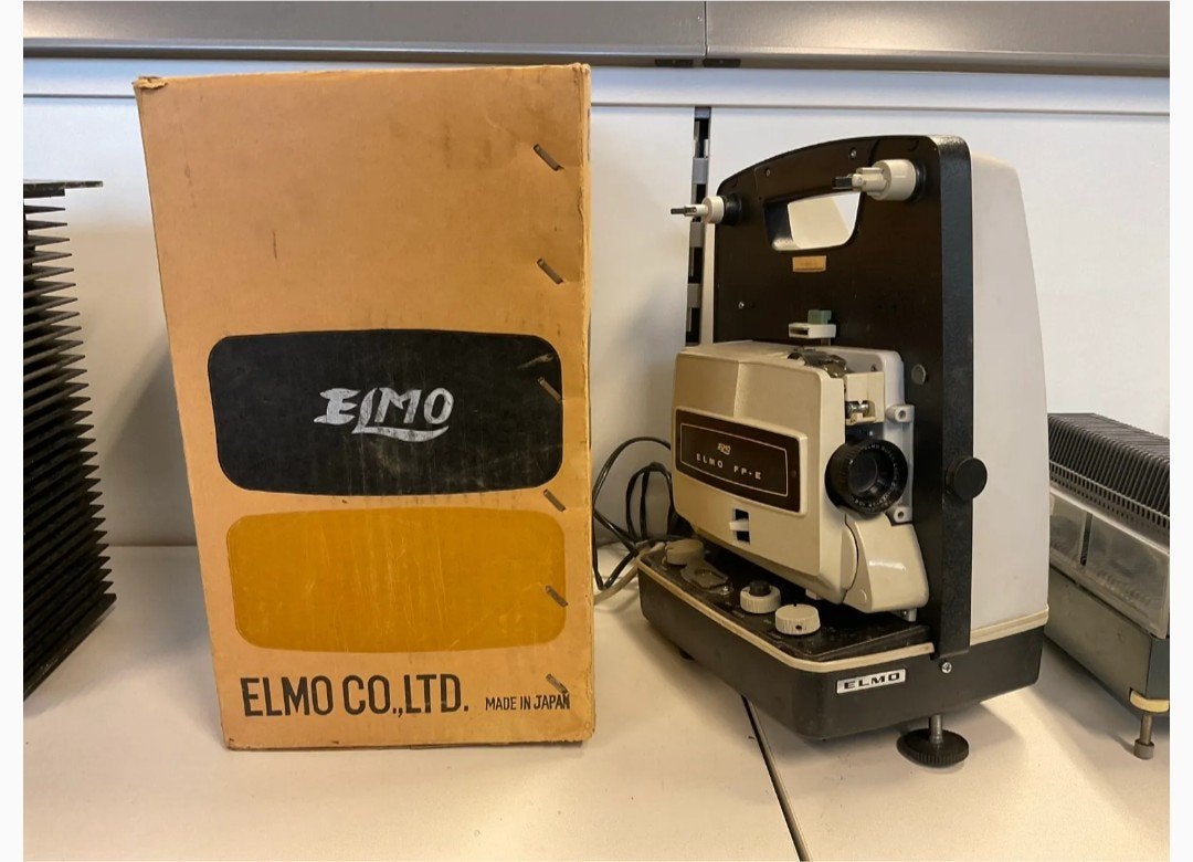 Vintage Elmo FP-E 8mm Filmprojector in originele doos, Ophalen, Onbekend, Japan, Info@elmo.co.jp, Elmo Co. Ltd.
