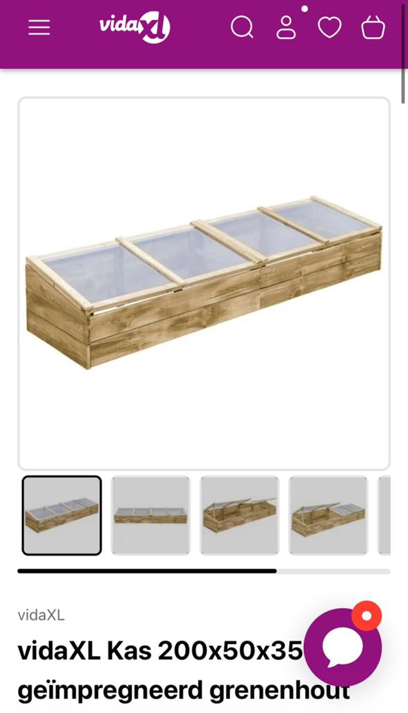 Houten Kweekkas VidaXL 2 meter, Tuin en Terras, Kweekspullen, Ophalen, Nieuw, Kweekbak