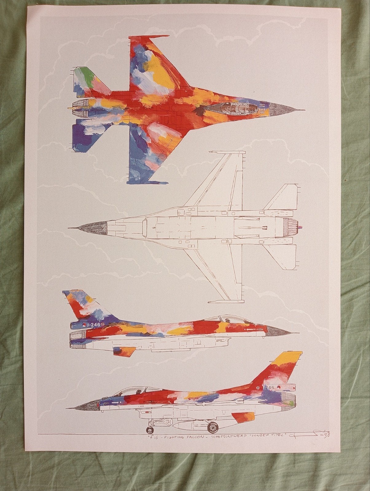 Grafische kunstzinnige F16 print 1998, Ophalen of Verzenden