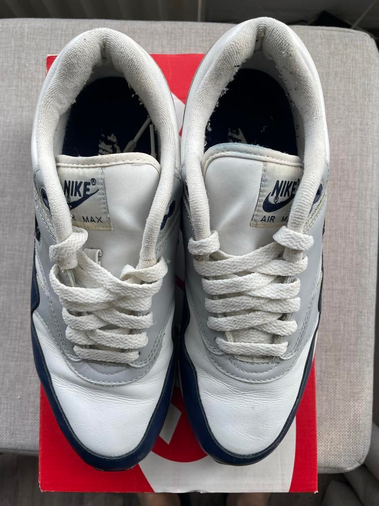Nike Air Max 1 Leather Jewel Navy (1997) - US7.5/EU40.5, Kleding | Heren, Schoenen, Ophalen of Verzenden, Gedragen, Blauw, Sneakers of Gympen