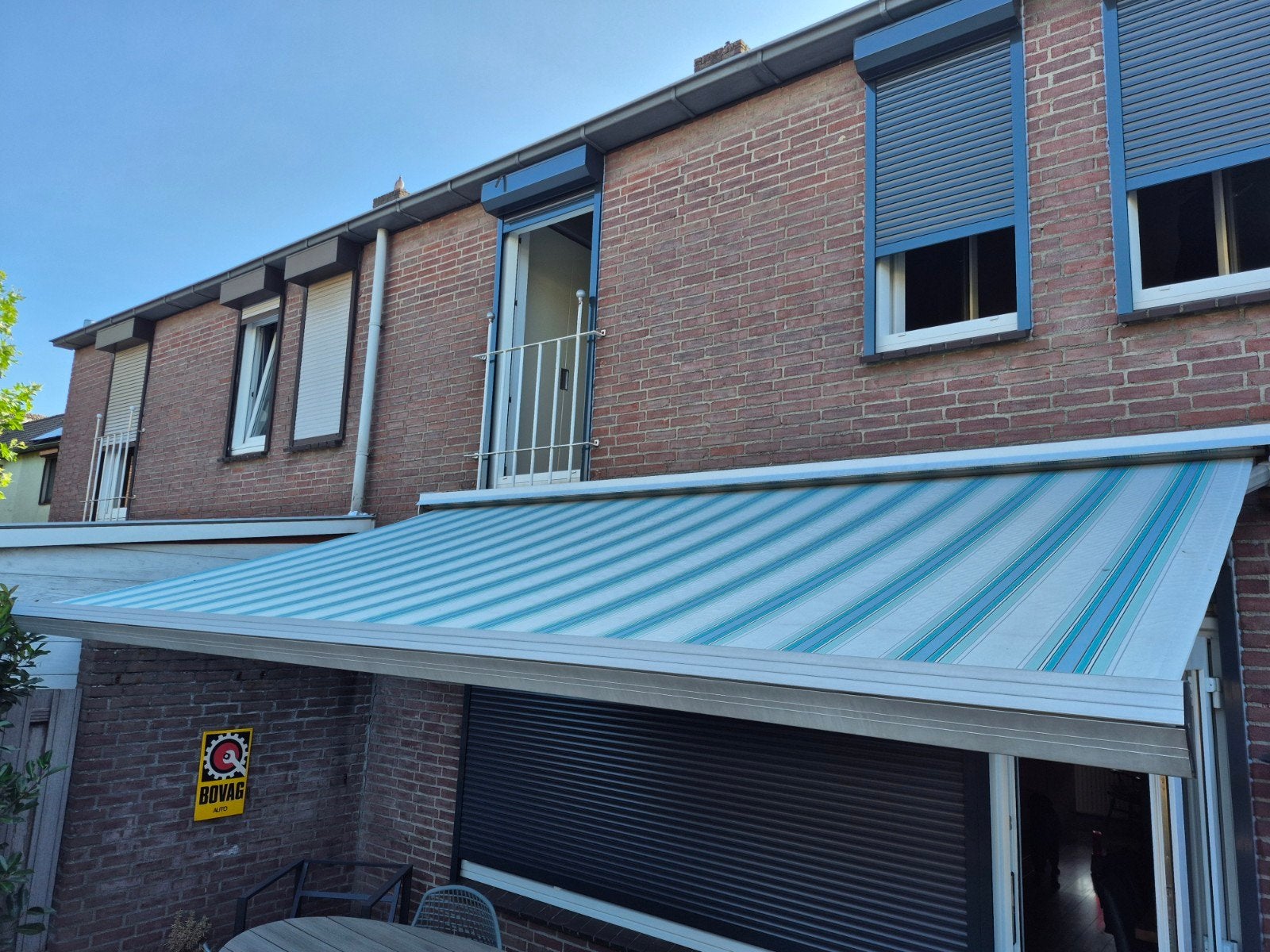 knikarm zonnescherm 4,50 breed, Tuin en Terras, Ophalen, Gebruikt, 150 tot 300 cm, 250 cm tot 450 cm
