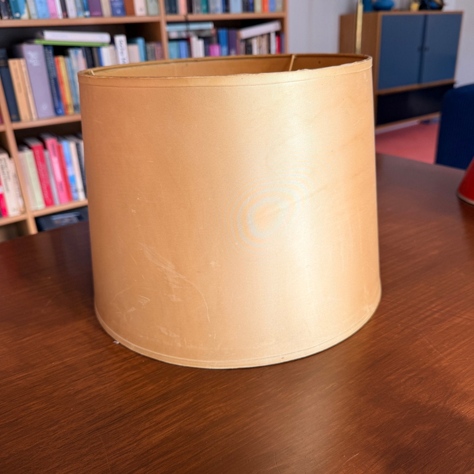 Vintage goudgele lampenkap, 25 cm, Gebruikt, Tafellamp, Rond