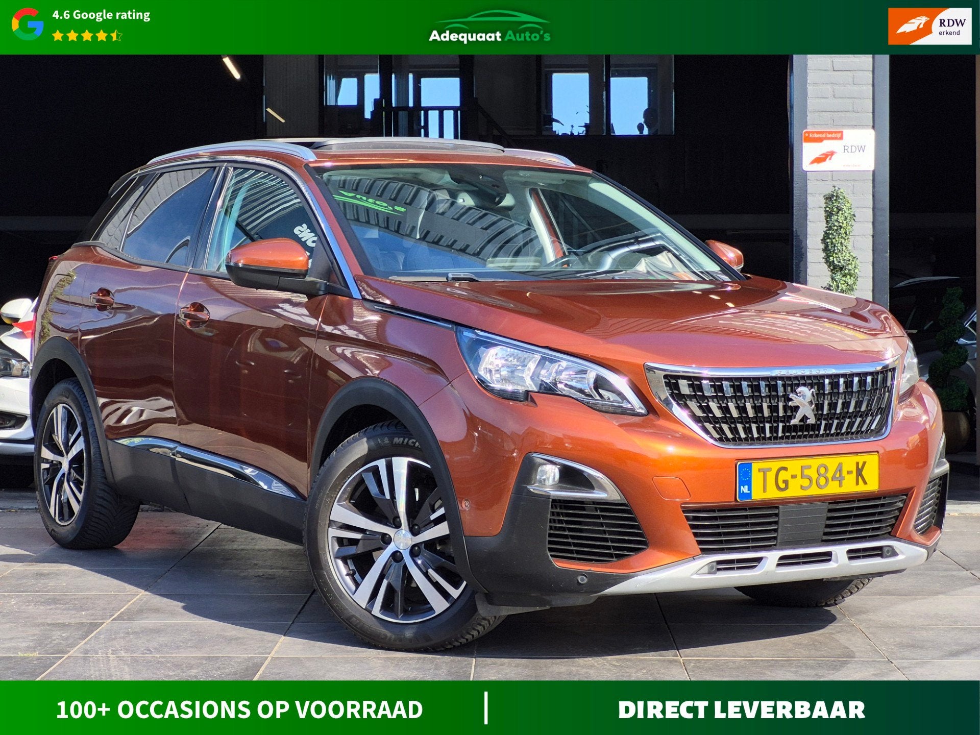 Peugeot 3008 1.2 PureTech Allure|Panorama|Trekhaak|NW Riem, Gebruikt, 1199 cc, Parkeersensor, Leder en Stof